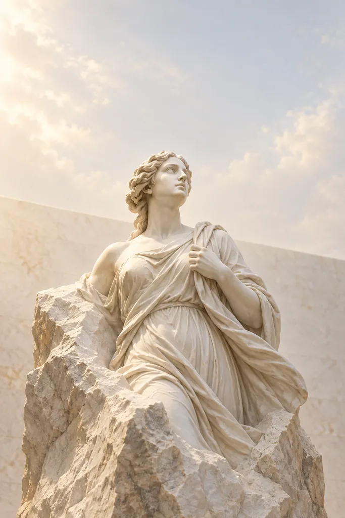 A marble figure emerging from raw stone